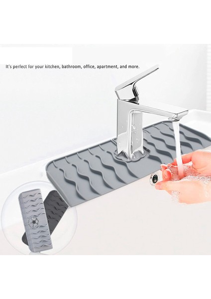 Parça Silikon Musluk Mat Su Dalgaları Mutfak Musluk Su Tutucu Mat Koyu Gri (Yurt Dışından) fiyatları
