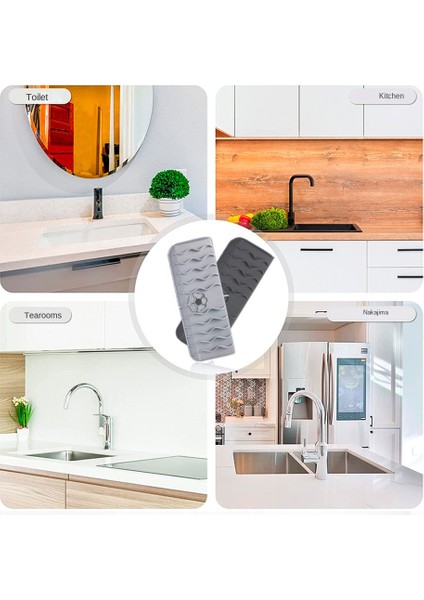 Parça Silikon Musluk Mat Su Dalgaları Mutfak Musluk Su Tutucu Mat Koyu Gri (Yurt Dışından) fırsatları