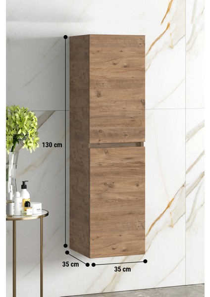 Yıldız 35*130 cm Atlantik Çam Mdf Asma Banyo Boy Dolabı