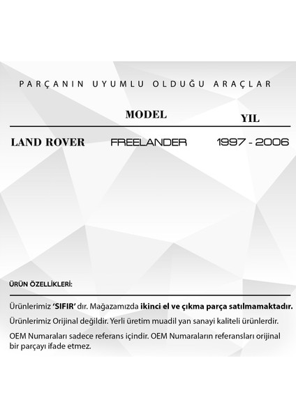 DNC Auto Part Land Rover Freelander 1 Için Ön Sağ Kapı Cam Tamir Takımı