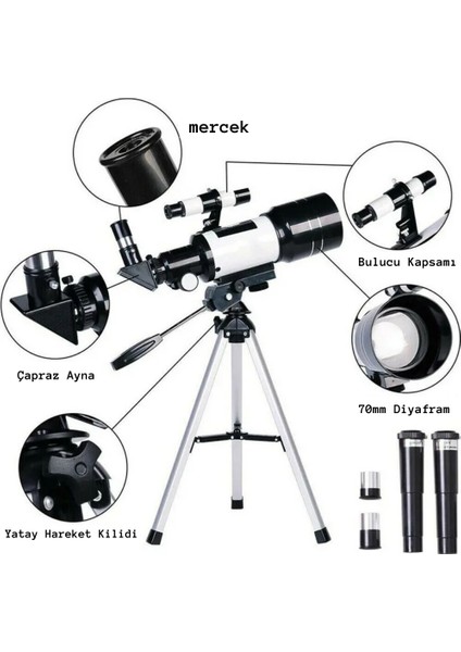 Yenitech Profesyonel Astronomik 150 x Teleskop Tripod Eğitici Ay Merkür Dünya Gözetleme