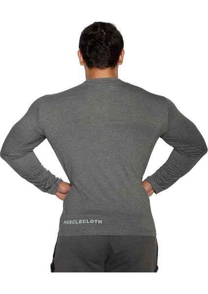 Basic Uzun Kollu T-Shirt Gri modelleri