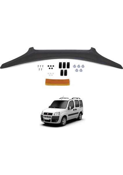 Esa Fiat Doblo Ön Kaput Koruyucu Rüzgarlığı Abs Plastik Piano Black 2006-2011 Uyumlu