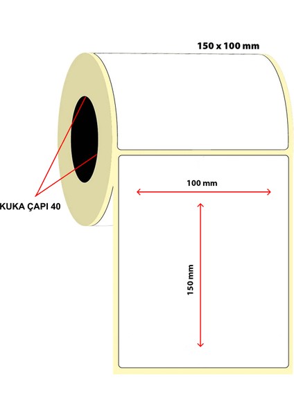 Barkod 100X150 Termal Etiket Eko Termal 250 Sarım 1 Rulo