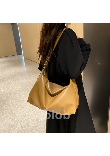 Trendy Büyük Kapasiteli Kadın Çok Yönlü Işe Gidiş Omuz Moda Retro Crossbody Kolej Tarzı Niş Tote Çanta (Yurt Dışından)