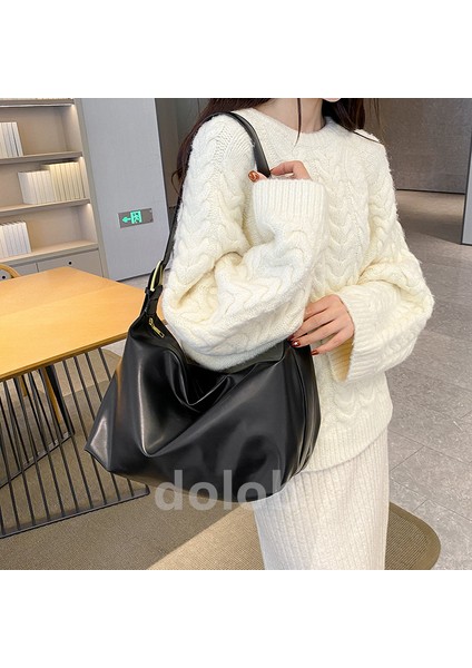 Trendy Büyük Kapasiteli Kadın Çok Yönlü Işe Gidiş Omuz Moda Retro Crossbody Kolej Tarzı Niş Tote Çanta (Yurt Dışından)