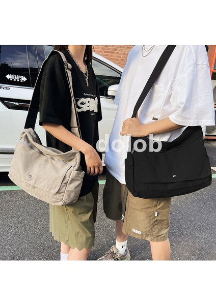 Yıkanmış Kanvas Büyük Kapasiteli Moda Omuz Üniversite Öğrencisi Sınıf Messenger Kadın Çanta (Yurt Dışından)