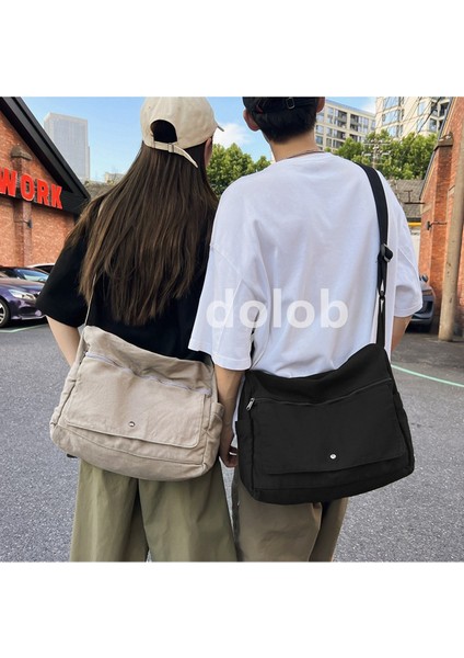 Yıkanmış Kanvas Büyük Kapasiteli Moda Omuz Üniversite Öğrencisi Sınıf Messenger Kadın Çanta (Yurt Dışından)