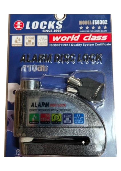 F Locks Disk Kilit Alarmlı Siyah (FS8302)