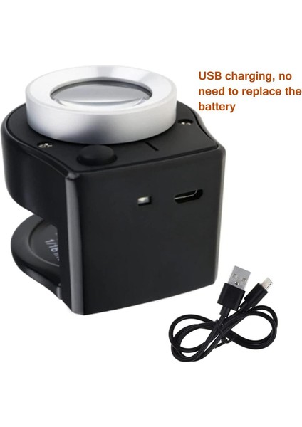 Şarjlı Kuyumcu Büyüteci-1 * Takı Büyüteci (Ücretli)-Siyah (Yurt Dışından)