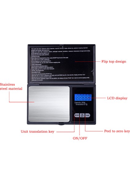 Yıeryı LCD Dijital Cep Ölçeği 500/0.01G Takı Altın Denge Ağırlık Ölçeği Elektronik Altın Sikke Ölçeği Ev Eczane Için (Yurt Dışından)