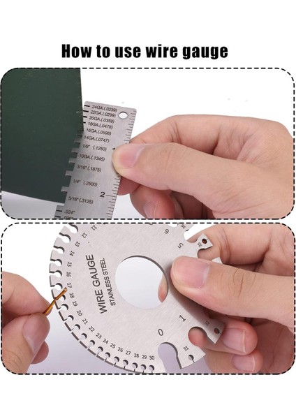 Işaretleme Ölçer Çift Taraflı Tel Ölçer Ölçüm Aracı 0-36 Amerikan Standardı ve 2 Adet Kaynak Kalınlığı Ölçerler (Yurt Dışından)