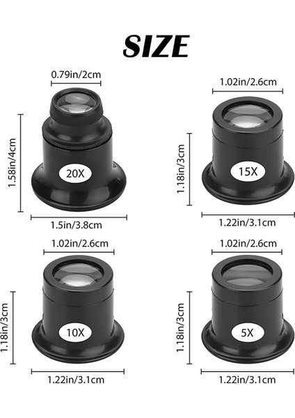 Namuny 4 Adet Büyüteç Gözlük Büyüteç Seti 5x 10X 15X 20X Izle Onarım Büyüteç Büyüteç Seti Büyüteç Saat Takı Için (Yurt Dışından) fırsatları