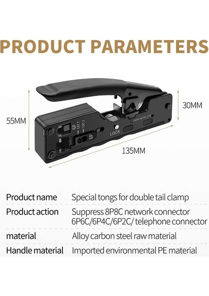 Nxfdsıoz Ağ Sıkma Aracı Cat7 Cat8 RJ45 Cat5 Cat6 Kablo Kelepçesi RJ11 6 P Telefon Kablo Kelepçesi Pense Ağ Aracı (Yurt Dışından)
