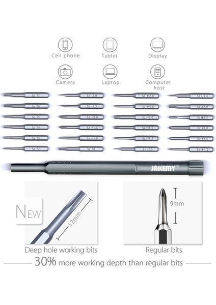 Göbeklady Jakemy JM-8168 Çok Amaçlı Manyetik Hassas 24'ü 1 Arada Vida Uçlu Tornavida Gri (Yurt Dışından) fırsatları