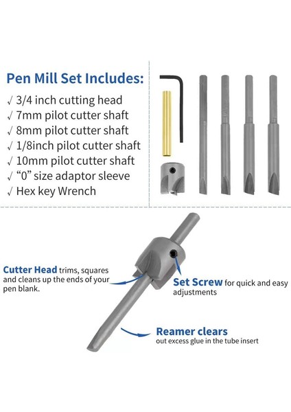 3/4 Inç Kesme Kafalı Kalem Kırpma Sistemi, 7mm, 8mm, 3/8 Inç, 10MM Pilot Şaftlar, Kalem Değirmeni Kırpma Seti (Yurt Dışından) modelleri