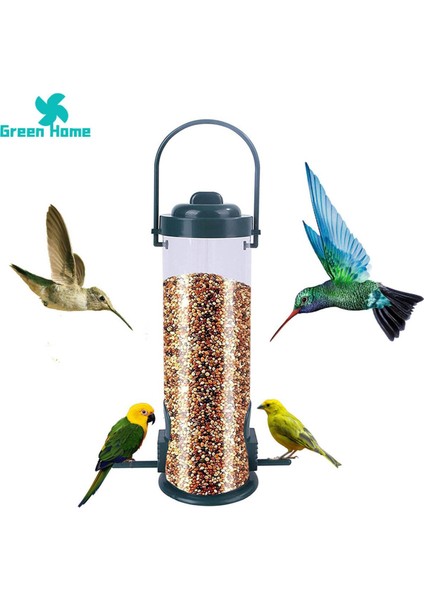 Yeşil Ev Papağan Yiyecek Kutusu Ayrılabilir Uçan Hayvan Otomatik Ayak Besleme Aracı (Yurt Dışından)