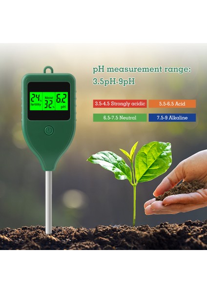 Yıeryı 3'ü 1 Arada Dijital Toprak Test Cihazı, Toprak Ph / Nem Test Cihazı, Bahçe, Çiftlik, Saksı Bitki, Sera, Fide Için Toprak Verimliliği Testi (Yurt Dışından)