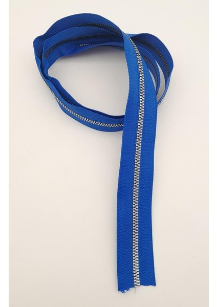 Ortası Gümüş Fermuar 100 cm Saks Mavi Renk