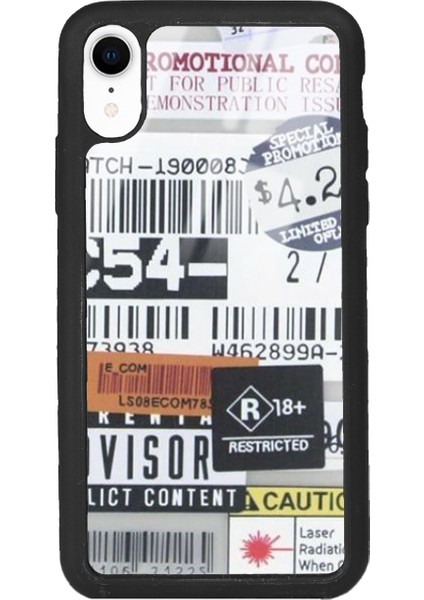 iPhone Xr Sticker Barkod Tasarımlı Glossy Telefon Kılıfı