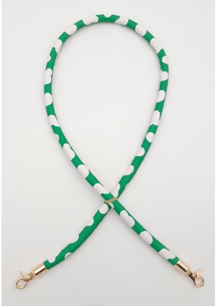 Suni Deri Kordon Çanta Sapı Yeşil Beyaz Leopar Light Gold Metalli