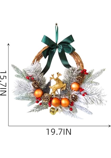 Ön Kapı Için Noel Ren Geyiği Çelenkleri Noel Topu Çam Kozalakları ile Yapay Noel Çelenk Çanları Noel Kapı (Yurt Dışından)