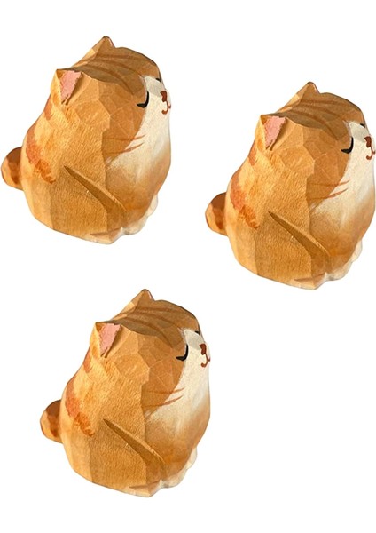 Ahşap Kedi Figürleri Heykel Heykeli Güzel Küçük Oyma Turuncu Kediler Heykeli El Yapımı Ahşap Yavru Sanat Oyma Çalışması (Yurt Dışından)