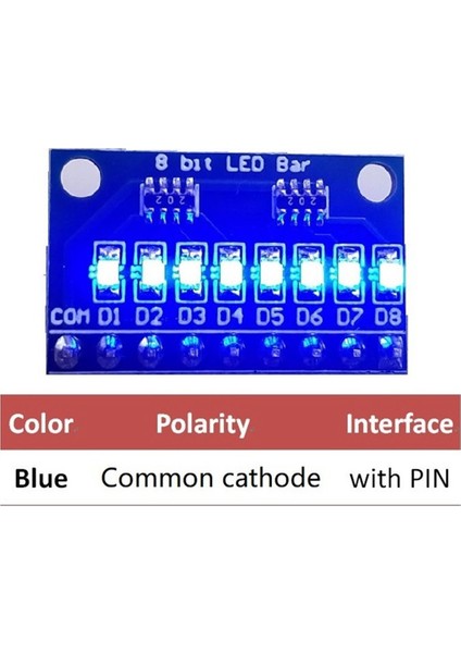 1 Adet 3.3V 5V 8 Bit Mavi Ortak Katot LED Gösterge Modülü Dıy Kiti Nano Nodemcu V3 (Yurt Dışından)