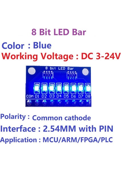 1 Adet 3.3V 5V 8 Bit Mavi Ortak Katot LED Gösterge Modülü Dıy Kiti Nano Nodemcu V3 (Yurt Dışından)