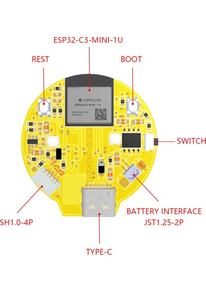 ESP32-C3 Geliştirme Kartı 1.28 Inç 240X240 IPS Akıllı Ekran LCD Modül Wifi&bluetooth Dokunmatik, Beyaz Kabuk (Yurt Dışından)