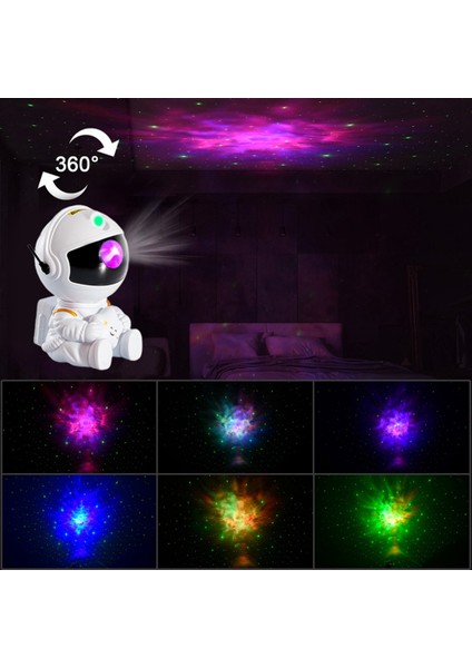Astronot Projektör Yıldızlı Galaxy Yıldız Projektör Gece Lambası Yatak Odası Odası Dekoratif Nightlights Için LED Lamba B (Yurt Dışından)