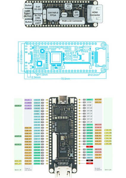 Tang Nano 9k Fpga Geliştirme Kartı Gowın GW1NR-9 Rısc-V Kiti (Yurt Dışından)