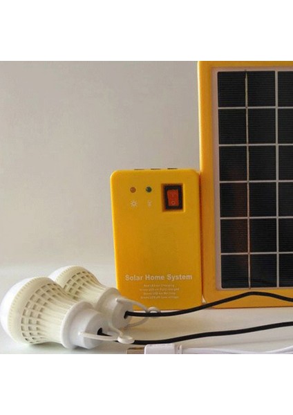 3W Güneş Paneli Işık 2 Ampul Kiti Güneş Sistemi Enerji Tasarruflu Güneş Işığı Dış Mekan Kapalı Şarj Edilebilir LED Işık (Yurt Dışından)