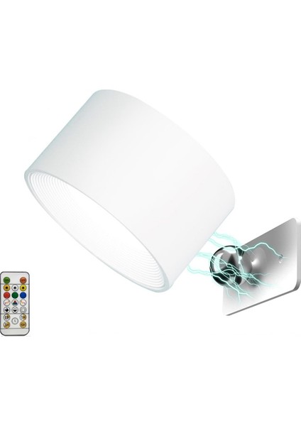 LED Duvar Aplik, Duvara Montaj Rgb Lamba USB Şarj Edilebilir 360 ° Döndürülebilir Manyetik Top, Başucu Beyaz Için Akülü Duvar Işığı (Yurt Dışından)