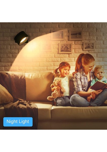 LED Duvar Aplik, Duvara Montaj Rgb Lamba USB Şarj Edilebilir 360 ° Döndürülebilir Manyetik Top, Başucu Beyaz Için Akülü Duvar Işığı (Yurt Dışından)