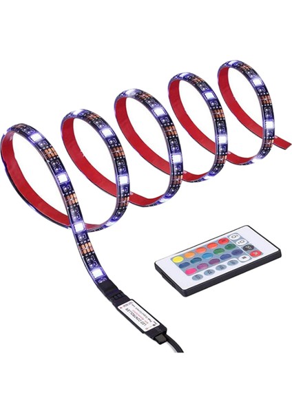 Su Geçirmez LED Işık Şeridi 5050RGB Renkli Tv Aydınlatma 5 Metre Esnek 24 Tuşlu Uzaktan Kumanda Dıy Iç Mekan Süslemeleri (Yurt Dışından)