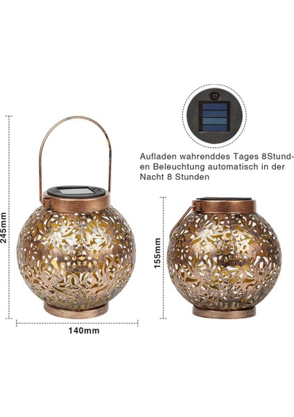 Dış Mekan Için 2 Paket Güneş Fener, Metal Güneş Işıkları Güneş Fener Sıcak Beyaz IP55 Su Geçirmez Asılı Bahçe Dekorasyon (Yurt Dışından) fiyatları