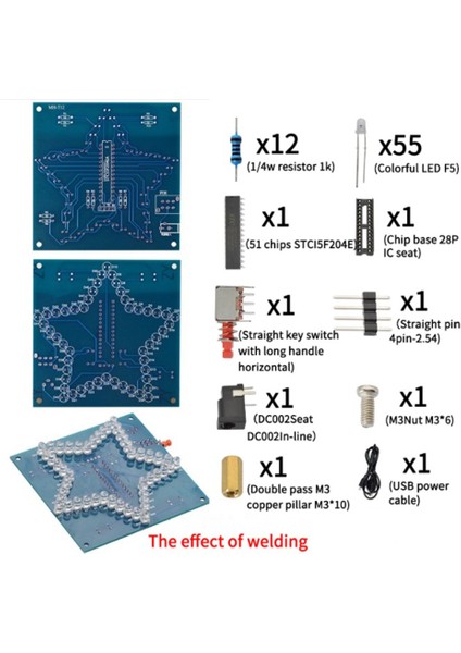 MHT12 Dıy Kiti Beş Köşeli Yıldız Solunum Işığı Degrade LED Işık Lehimleme Eğitimi Rgb Renkli (Yurt Dışından)
