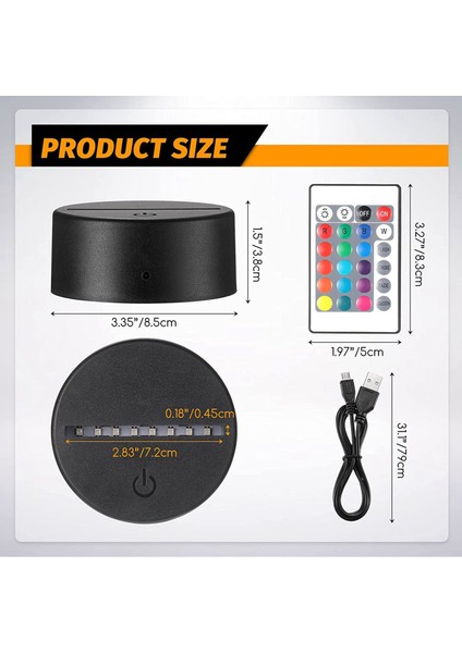 3D Gece LED Işık Lamba Tabanı 16 Renk LED Işık Ekran Tabanı, Uzaktan Kumanda ve USB Kablosu Ile, Restoran Odası Mağazası Için (Yurt Dışından)