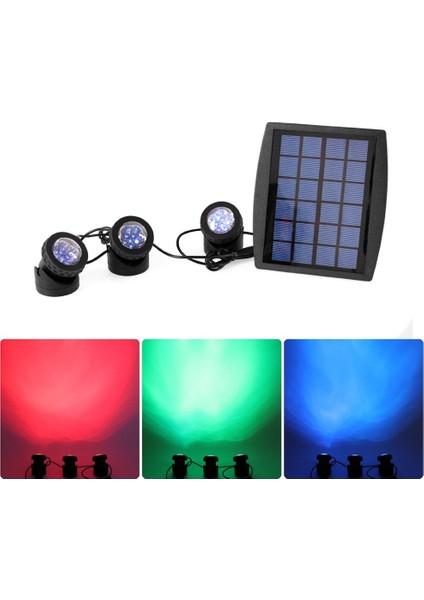 Güneş Üç Kafa Sualtı Işık Dış Mekan Solar Lamba Çok Renkli (Yurt Dışından)