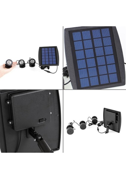 Güneş Üç Kafa Sualtı Işık Dış Mekan Solar Lamba Çok Renkli (Yurt Dışından)