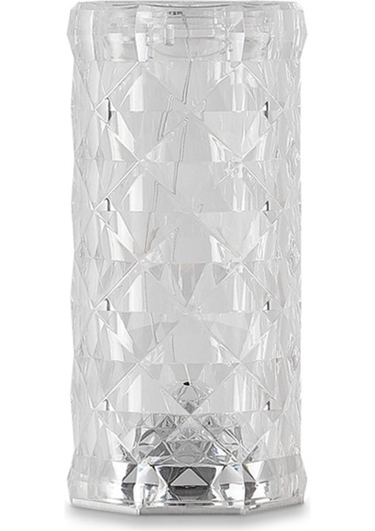 3 Renk LED Kristal Masa Lambası Gül Işık Projeksiyon Lambası LED Atmosfer Yatak Odası Başucu USB Dokunmatik Gece Lambası (Yurt Dışından)