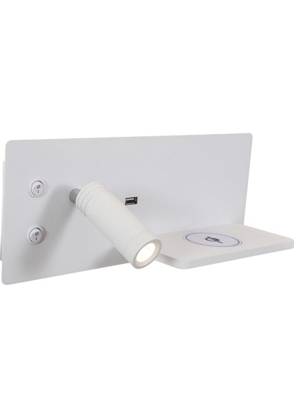 Modern Duvar Aplik Lamba Ev Dekor Başucu LED Spot Aydınlatma Armatürü Iç Mekan Aydınlatması Oturma Odası Kablosuz Şarj Sol A (Yurt Dışından)