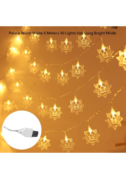 40 LED USB Ramazan Dize Işıklar Islam Işık Dize Işıklar Ev Için Ramazan Süslemeleri USB Powered Uzatılabilir, C (Yurt Dışından)