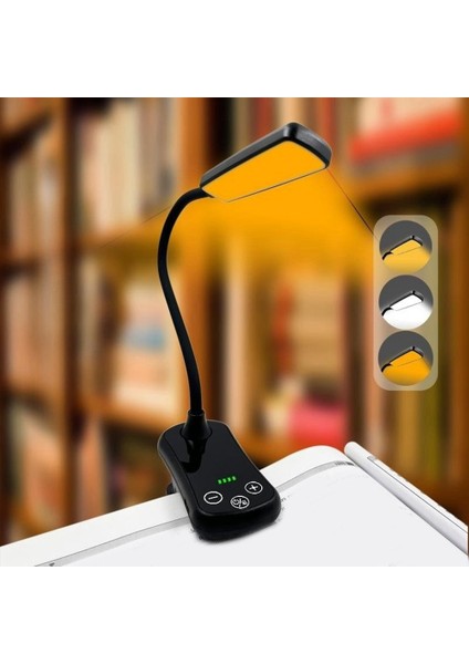 LED Klip Kitap Işığı 3 Renk 8 Parlaklık USB Şarj Edilebilir Işık Taşınabilir Okuma Işığı Kitap Lambası Mini Masa Lambası (Yurt Dışından) fiyatları