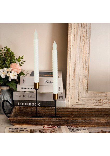 LED Elektronik Mum Işıkları Uzun Sarı Flaş Simülasyon Uzun Kutuplu Mum Doğum Günü Düğün Dekorasyon Işıkları, Beyaz (Yurt Dışından)