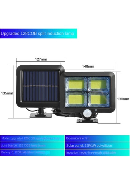 LED Güneş Işığı Açık Bahçe Dekorasyon Güneş 100COB Işık Su Geçirmez Güneş Enerjili Spot Güvenlik Işığı (Yurt Dışından)