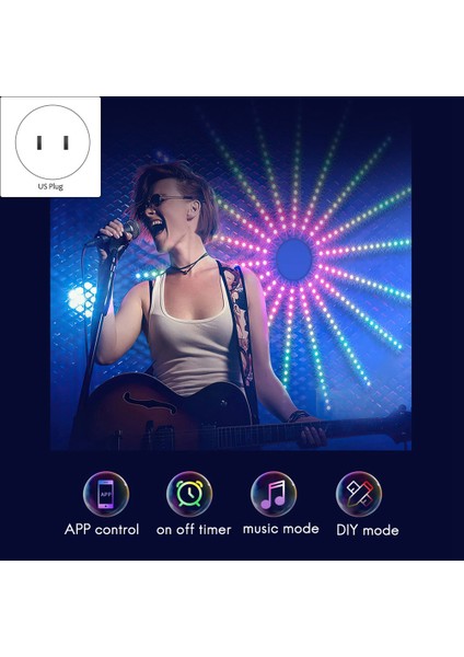 LED Müzikli Işık Şeridi 30LED/M Rgb Bluetooth Tam Renkli Yıldızlı Noel Atmosferi Düğün Dekorasyon Işıkları Abd Plug (Yurt Dışından)