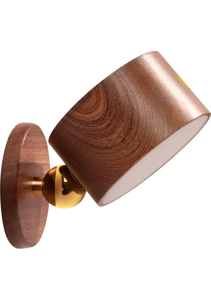 Şarj Edilebilir LED Duvar Aplik Duvara Monte Başucu Lambası USB Bağlantı Noktası ile 360 Döndür Manyetik Top Akülü Işık Sapelli Ahşap (Yurt Dışından)