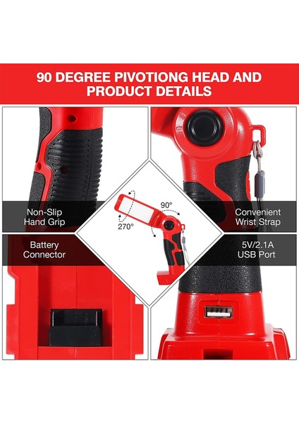 18V Aydınlatma Için 12W Taşınabilir LED Uyarı Lambası Çalışma Işığı(B) (Yurt Dışından) modelleri